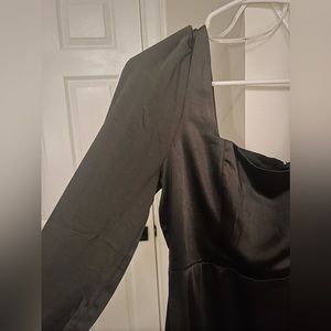 Lulus | Short Black Long Sleeve Satin Mini Dress